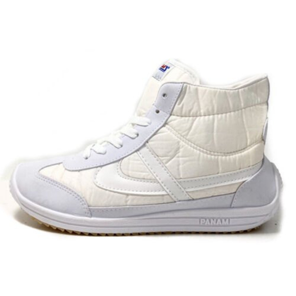 Panam White Nylon High Top Lace Up Casual Sneakers Size Mens 8,  Womens 9.5 - Picture 4 of 11
